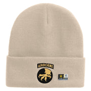 Licensed 17th Airborne Division Embroidered 12 Inch Long Knitted Beanie - Birch OSFM