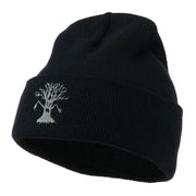 Halloween Spooky Tree Embroidered Long Beanie