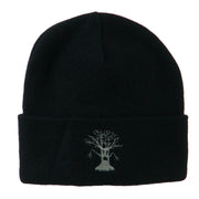 Halloween Spooky Tree Embroidered Long Beanie