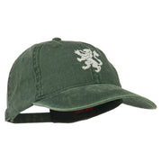 Heraldic Lion Embroidered Washed Cotton Twill Cap