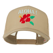 Hawaii State Flower with Aloha Embroidered Trucker Cap