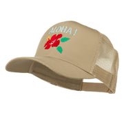 Hawaii State Flower with Aloha Embroidered Trucker Cap