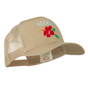 Hawaii State Flower with Aloha Embroidered Trucker Cap