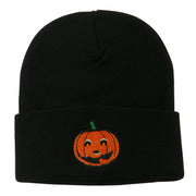 Halloween Smile Jack o Lantern Embroidered Long Beanie