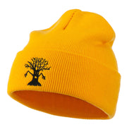 Halloween Spooky Tree Embroidered Long Beanie