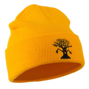 Halloween Spooky Tree Embroidered Long Beanie