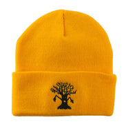 Halloween Spooky Tree Embroidered Long Beanie