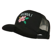 Hawaii State Flower with Aloha Embroidered Trucker Cap