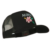 Hawaii State Flower with Aloha Embroidered Trucker Cap