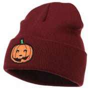 Halloween Smile Jack o Lantern Embroidered Long Beanie