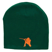 Hunter Taking A Shot Embroidered 8 Inch Short Beanie