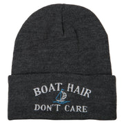 Boat Hair Don't Care Embroidered 12 Inch Long Knitted Beanie