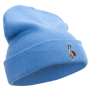 Uganda Crane Logo Embroidered 12 Inch Long Knitted Beanie - Sky-Blue OSFM