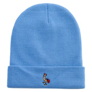 Uganda Crane Logo Embroidered 12 Inch Long Knitted Beanie - Sky-Blue OSFM