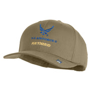 US Air Force Retired with Wing Embroidered Solid Cotton Cap - Khaki OSFM
