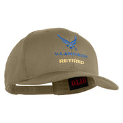 US Air Force Retired with Wing Embroidered Solid Cotton Cap - Khaki OSFM