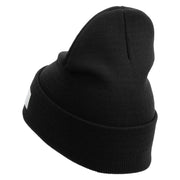 Licensed Made in USA Eagle Navy Veteran Logo Embroidered 12 Inch Solid Knit Cuff Long Beanie - Black OSFM