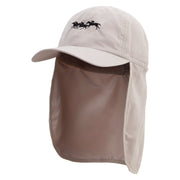 Horse Race Embroidered Flap Hats - Khaki OSFM