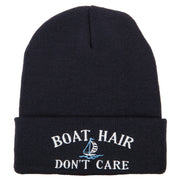 Boat Hair Don't Care Embroidered 12 Inch Long Knitted Beanie