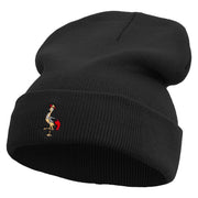 Uganda Crane Logo Embroidered 12 Inch Long Knitted Beanie - Black OSFM