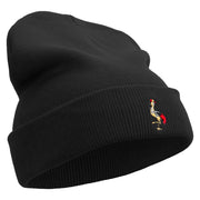 Uganda Crane Logo Embroidered 12 Inch Long Knitted Beanie - Black OSFM