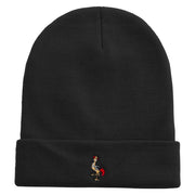 Uganda Crane Logo Embroidered 12 Inch Long Knitted Beanie - Black OSFM