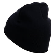 Licensed 17th Airborne Division Embroidered 8 Inch Knitted Short Beanie - Navy OSFM