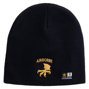 Licensed 17th Airborne Division Embroidered 8 Inch Knitted Short Beanie - Navy OSFM