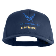 US Air Force Retired with Wing Embroidered Solid Cotton Cap - Navy OSFM