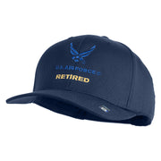 US Air Force Retired with Wing Embroidered Solid Cotton Cap - Navy OSFM