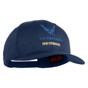 US Air Force Retired with Wing Embroidered Solid Cotton Cap - Navy OSFM