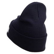 Licensed Made in USA Eagle Navy Veteran Logo Embroidered 12 Inch Solid Knit Cuff Long Beanie - Navy OSFM