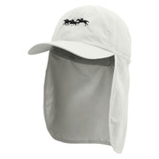 Horse Race Embroidered Flap Hats - White OSFM