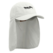 Horse Race Embroidered Flap Hats - White OSFM