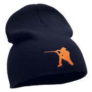 Hunter Taking A Shot Embroidered 8 Inch Short Beanie