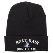 Boat Hair Don't Care Embroidered 12 Inch Long Knitted Beanie