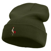 Uganda Crane Logo Embroidered 12 Inch Long Knitted Beanie - Olive OSFM