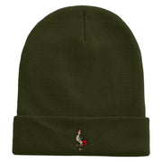 Uganda Crane Logo Embroidered 12 Inch Long Knitted Beanie - Olive OSFM