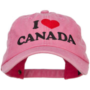 I Heart Canada Embroidered Dyed Unstructured Cap