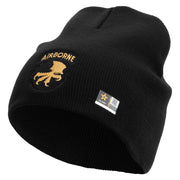Licensed 17th Airborne Division Embroidered 8 Inch Knitted Short Beanie - Black OSFM