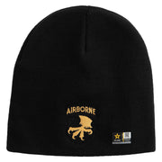 Licensed 17th Airborne Division Embroidered 8 Inch Knitted Short Beanie - Black OSFM