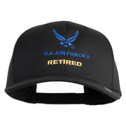 US Air Force Retired with Wing Embroidered Solid Cotton Cap - Black OSFM
