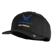 US Air Force Retired with Wing Embroidered Solid Cotton Cap - Black OSFM
