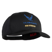 US Air Force Retired with Wing Embroidered Solid Cotton Cap - Black OSFM