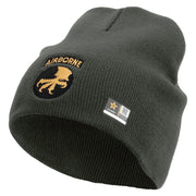 Licensed 17th Airborne Division Embroidered 8 Inch Knitted Short Beanie - Dk-Grey OSFM