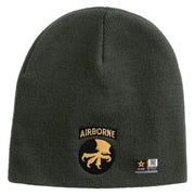 Licensed 17th Airborne Division Embroidered 8 Inch Knitted Short Beanie - Dk-Grey OSFM