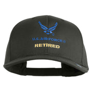 US Air Force Retired with Wing Embroidered Solid Cotton Cap - Charcoal OSFM