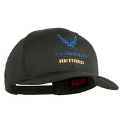 US Air Force Retired with Wing Embroidered Solid Cotton Cap - Charcoal OSFM