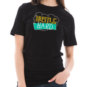 Hustle Hard Phrase Graphic Design Short Sleeve Cotton Jersey T-Shirt