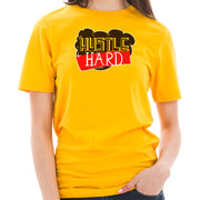 Hustle Hard Phrase Graphic Design Short Sleeve Cotton Jersey T-Shirt